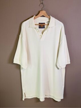 Pussers West Indies Island Wear Ribbed Ivory 100% Cotton Polo Shirt Mens Size XL